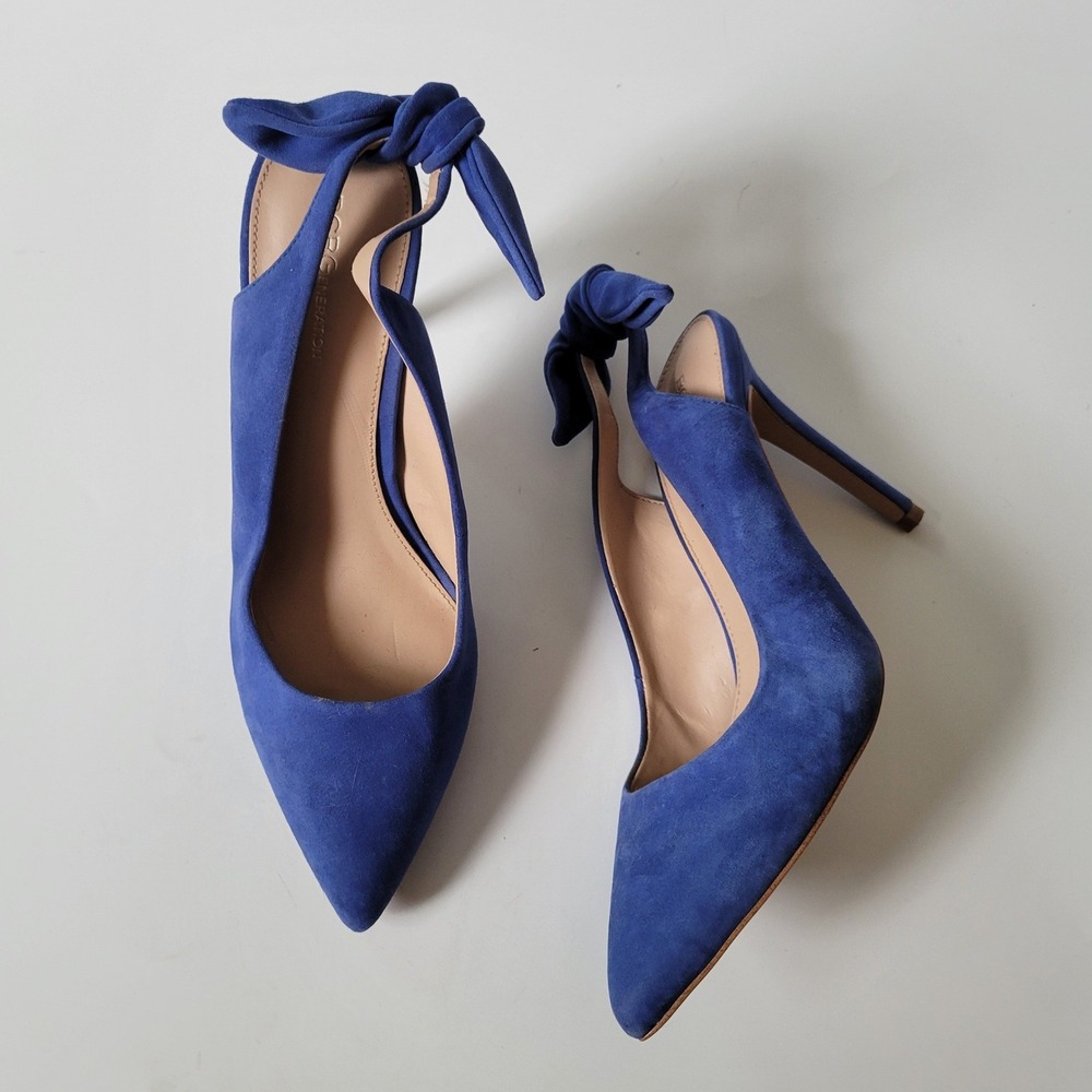 Bcbgeneration Henaya Suede Slingback Stiletto Pump 10 Royal Blue Point Toe Glam